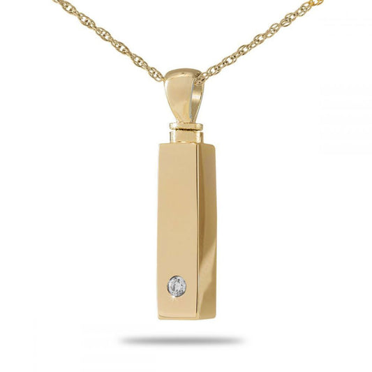 Gold Bar Crystal Keepsake Necklace